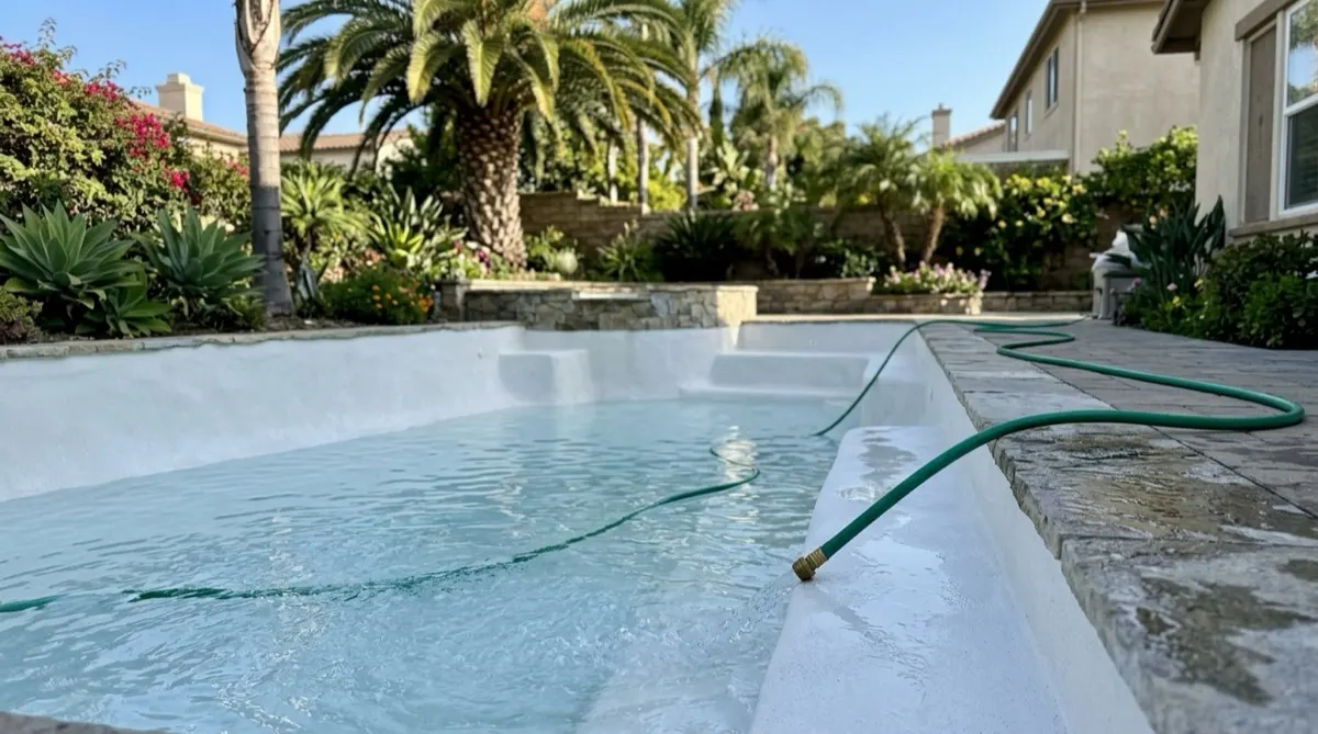 Refilling the pool over brand-new plaster
